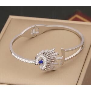 RETAIL $40 Evil Eye Rhinestone side swept* Electroplate silver/stainless steel